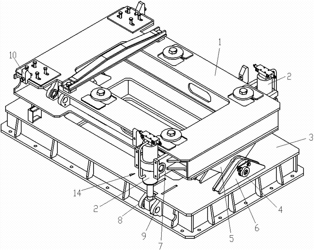 Test table capable of simulating lifting rotation operation platform in outer rail ultrahigh working condition of track