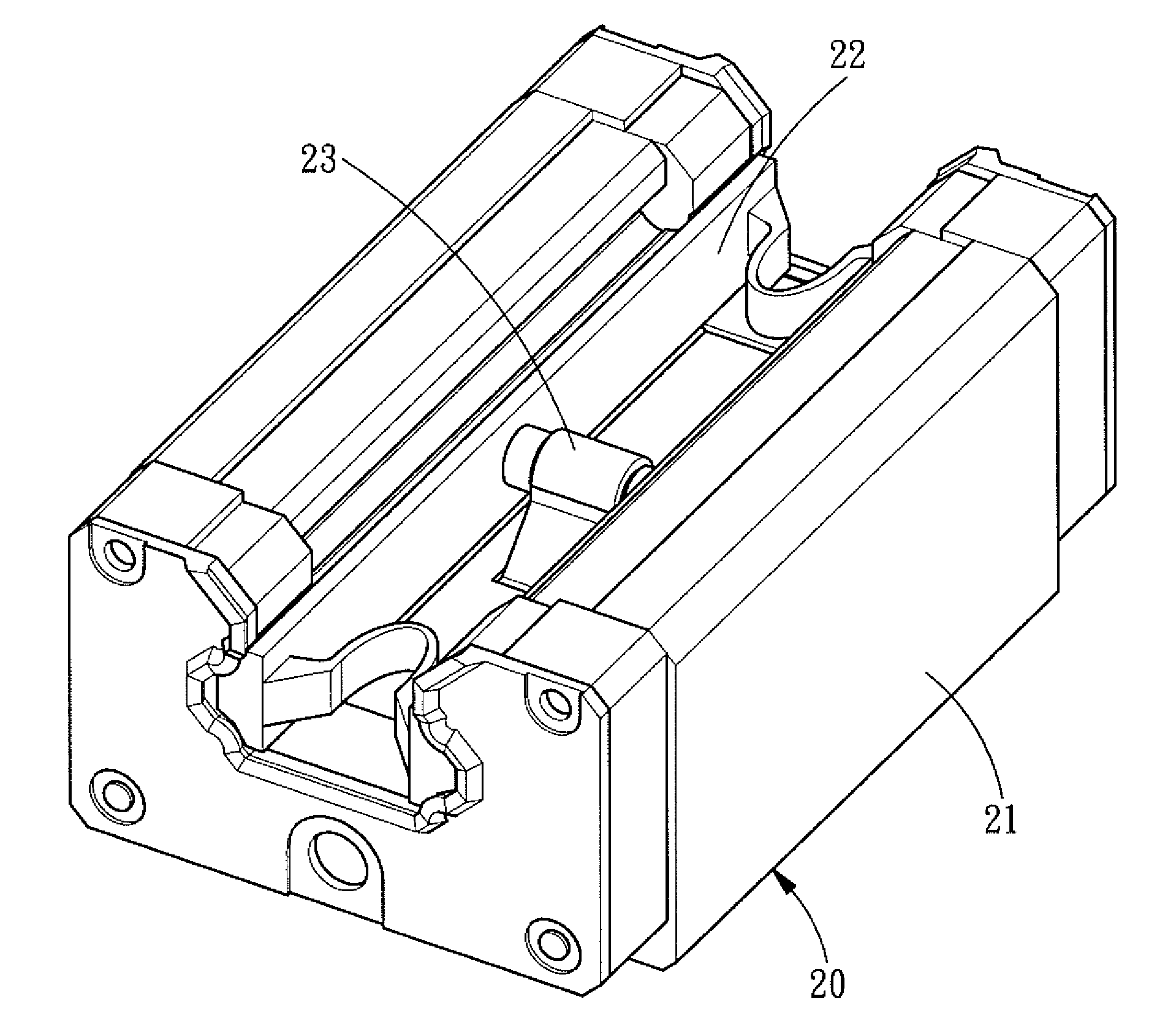 Retaining Device for a Linear Transmission System