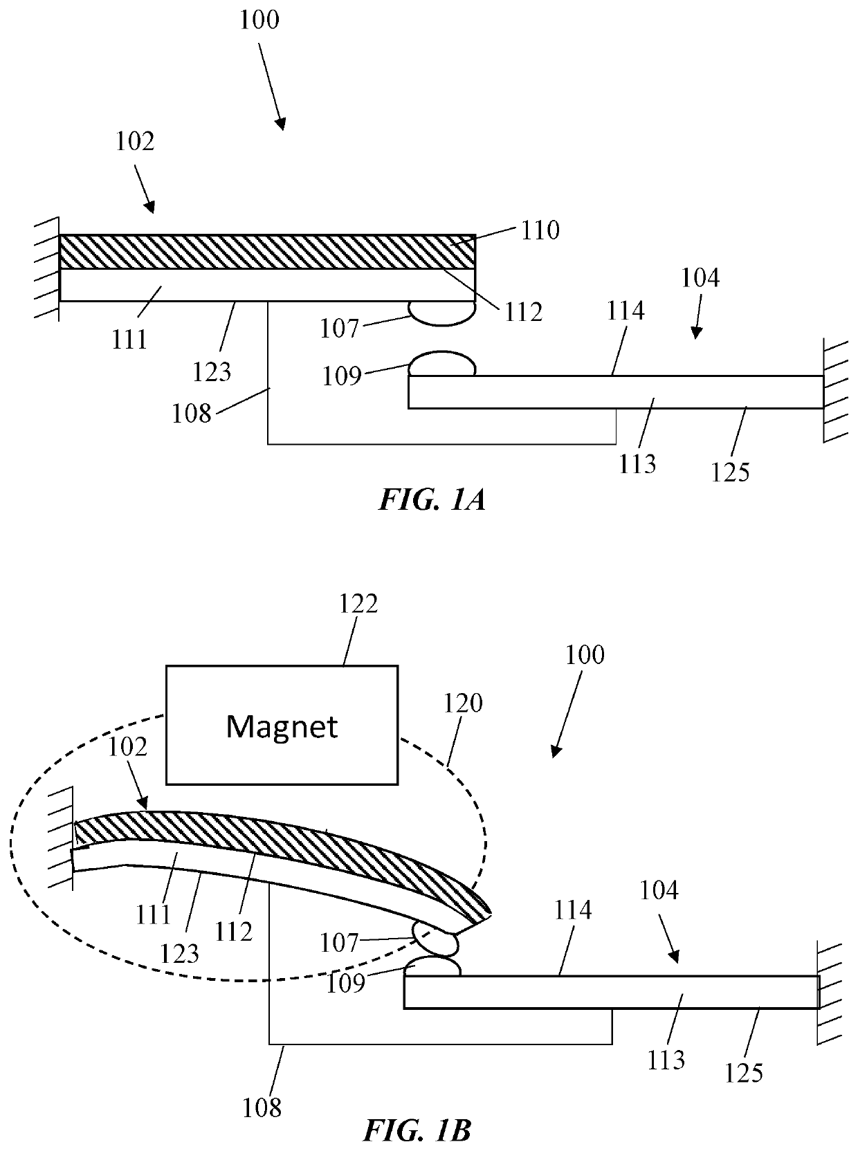 Magnetically activated switch having magnetostrictive material