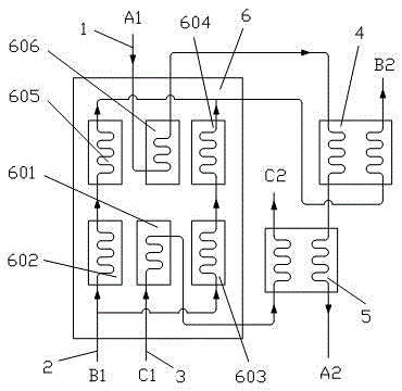 A lithium bromide absorption heat exchange system that provides two channels of hot water at the same time