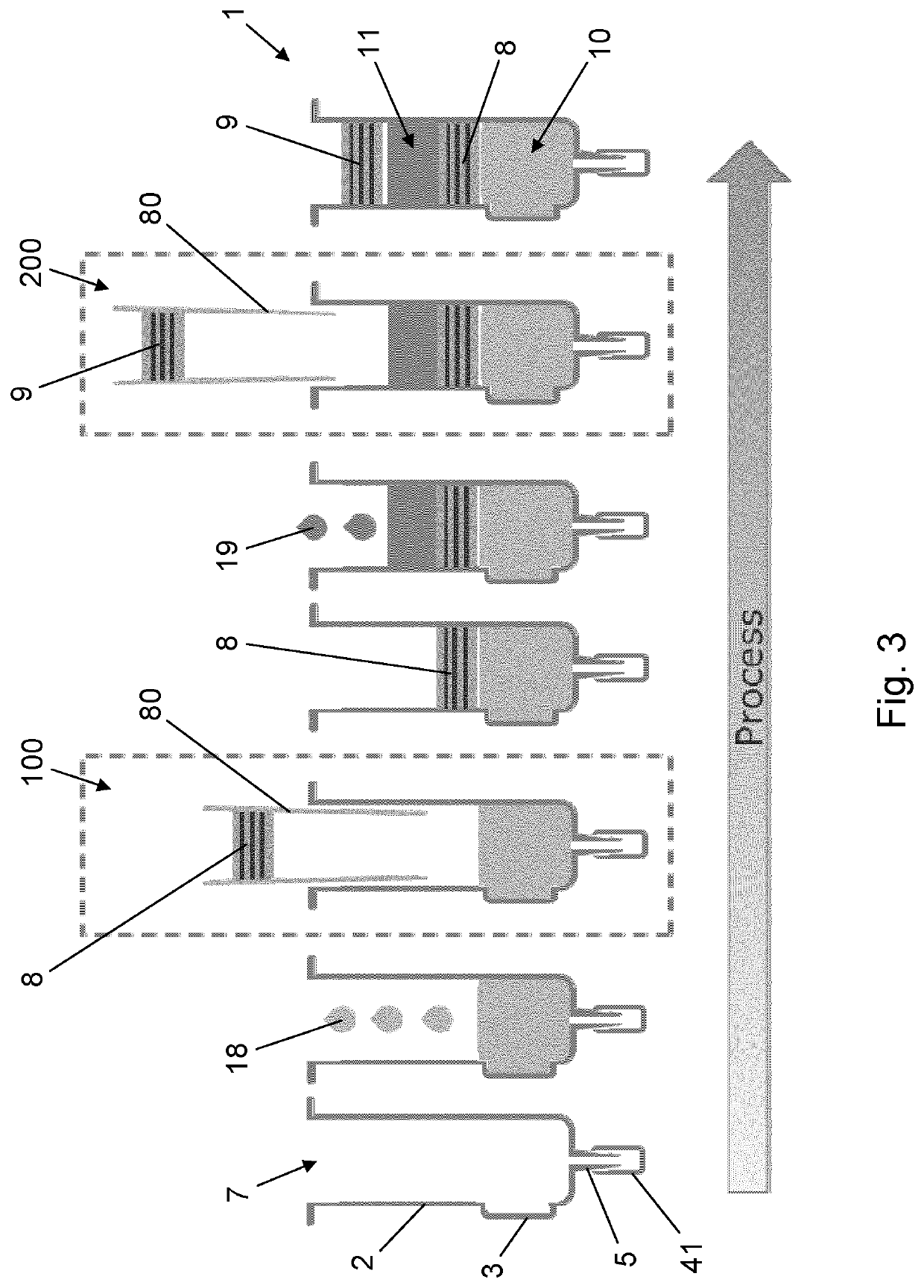 Drug reservoir for separate storage of substances