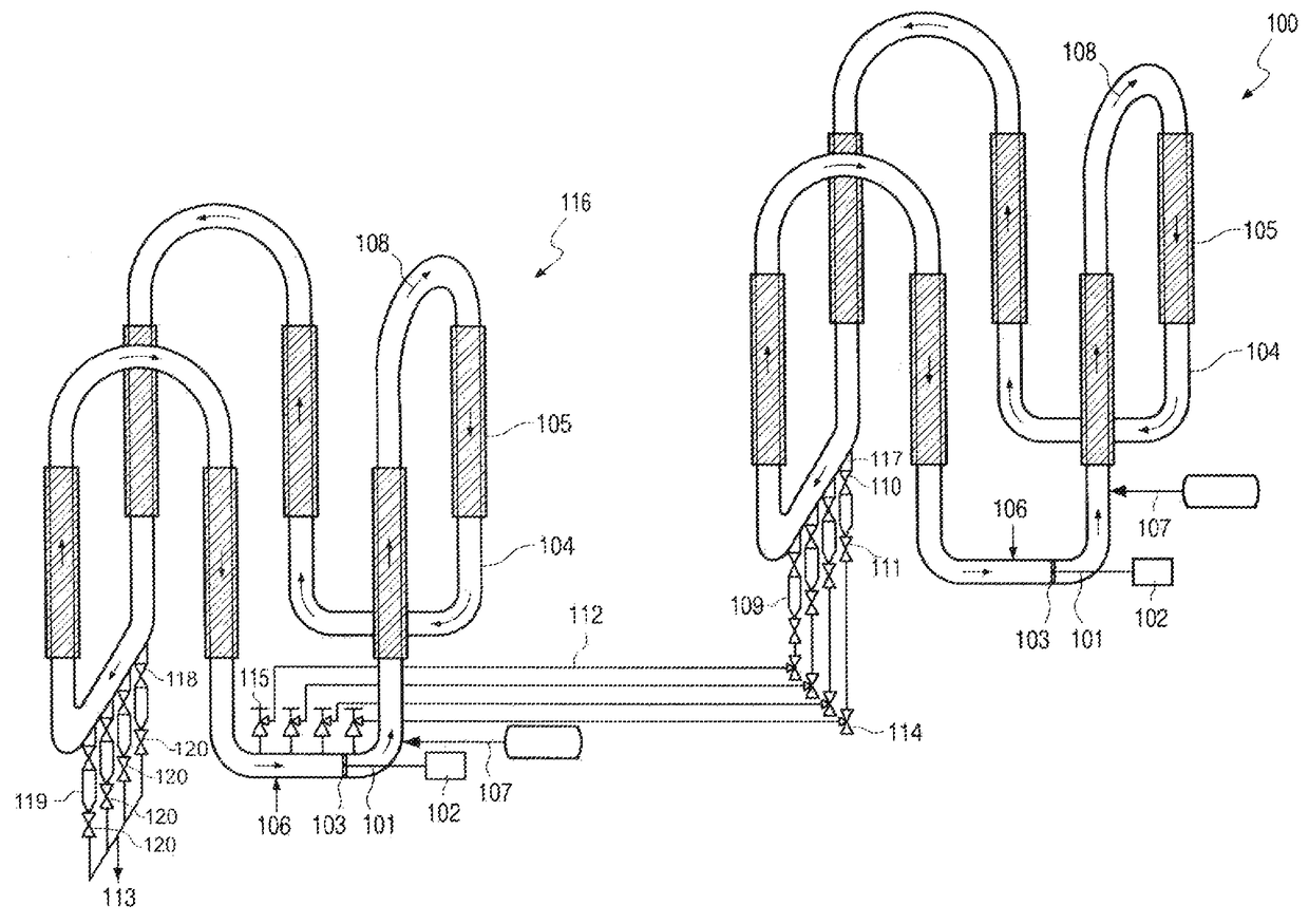 Olefin polymerization process with continuous transfer