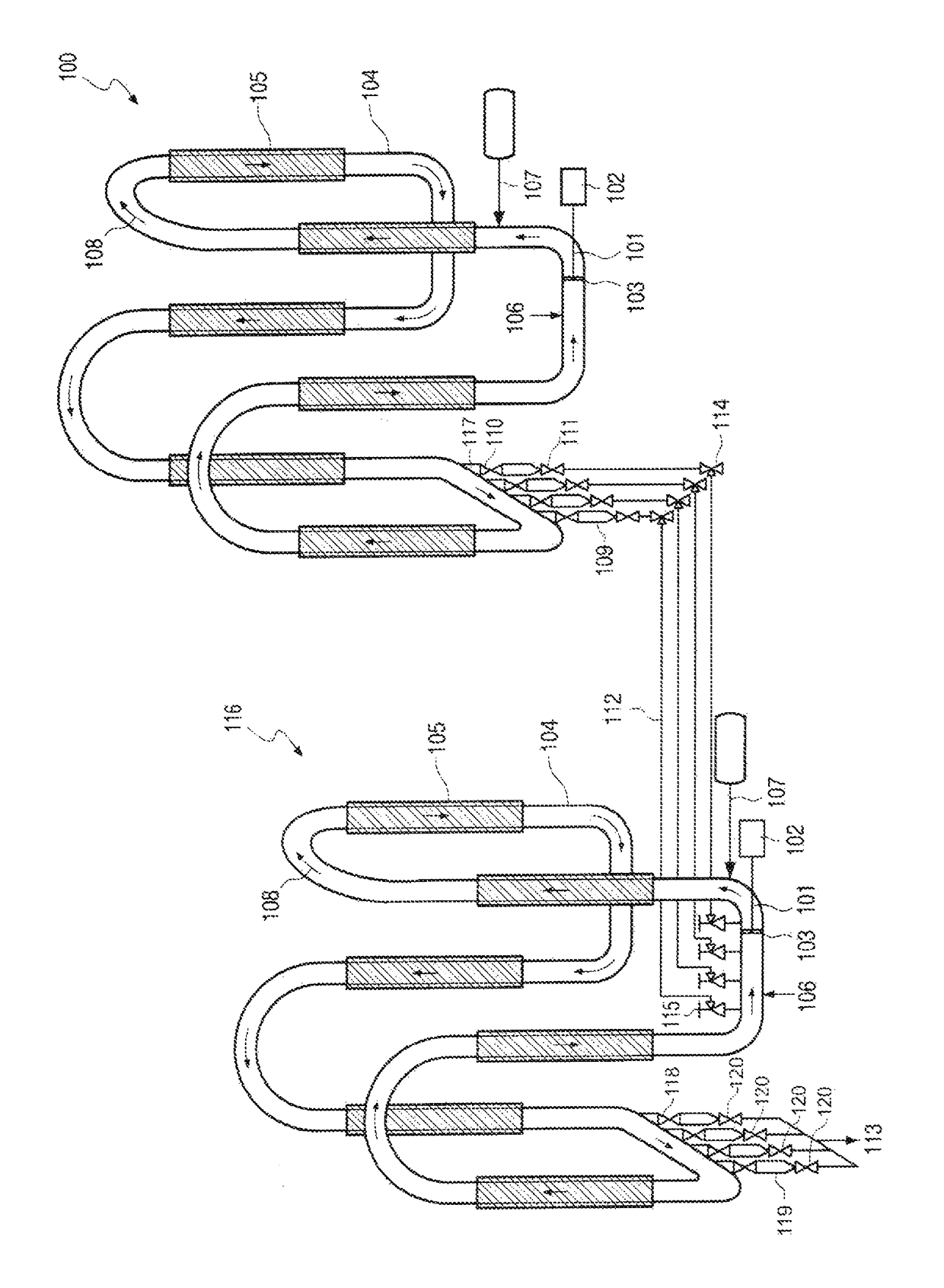 Olefin polymerization process with continuous transfer