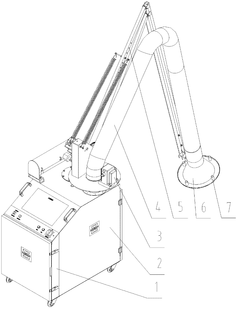A welding smoke collection device and method capable of automatically tracking and positioning welding points