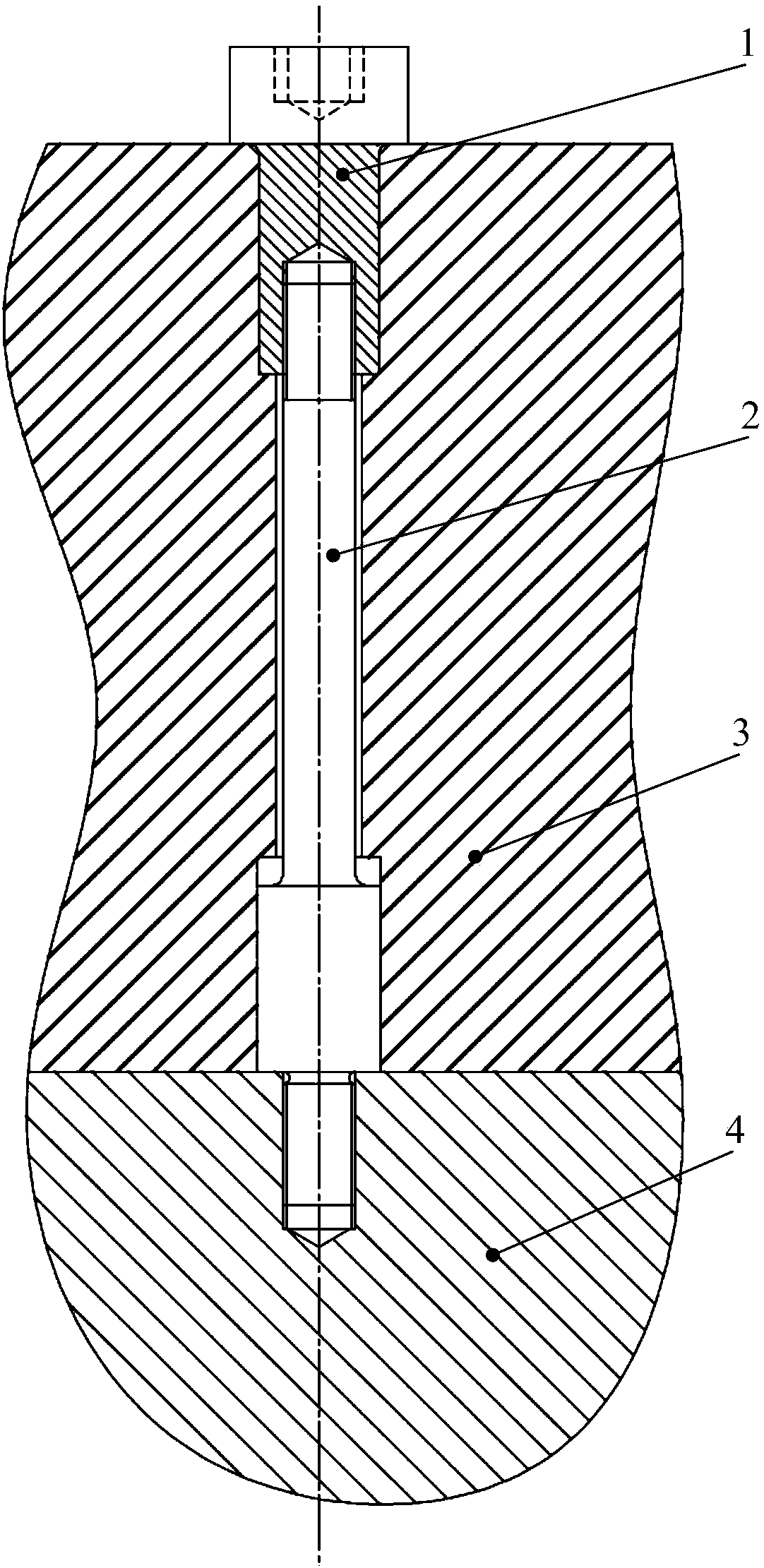 A variable cross-section engine block suture bolt structure and its assembly process