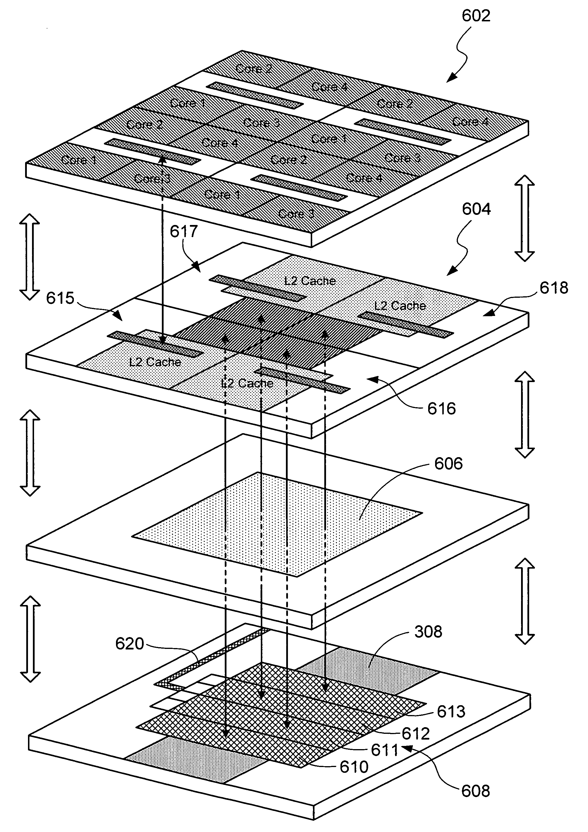 Three-dimensional die stacks with inter-device and intra-device optical interconnect