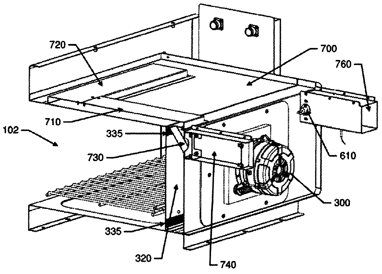 System for cleaning circulating oven air with reduced thermal disruption