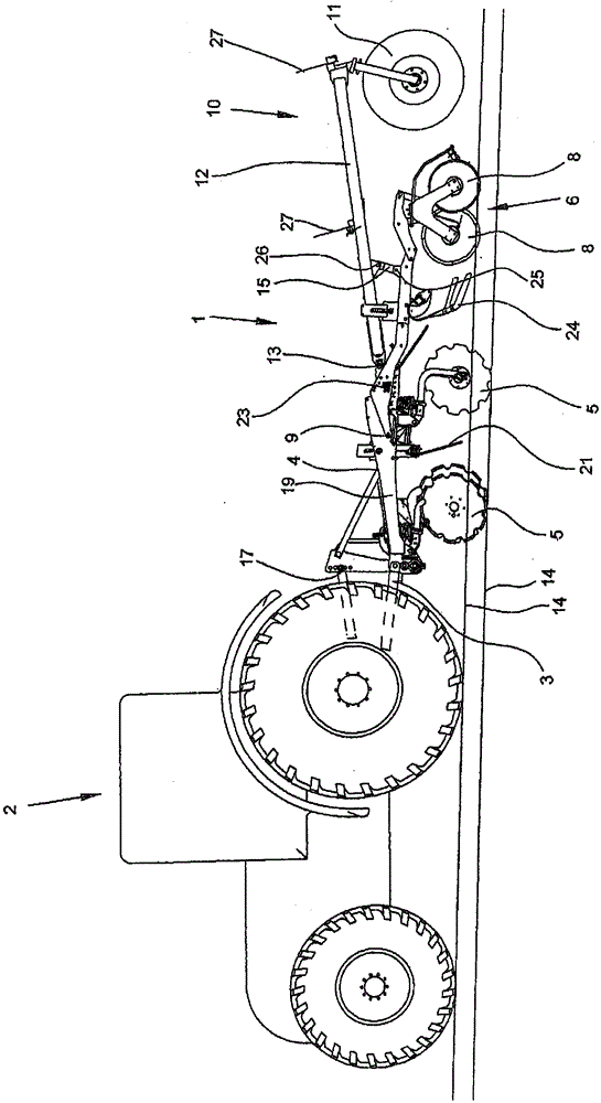 Soil cultivation implement for attachment to a towing vehicle