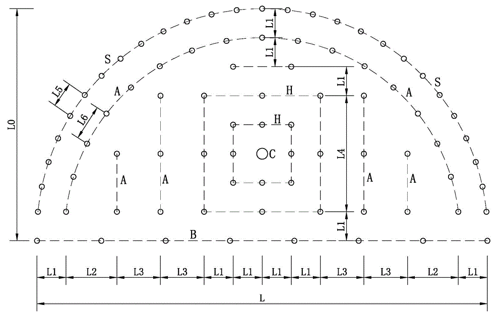 Hollow-hole rhombic parallel cut blasting damping method