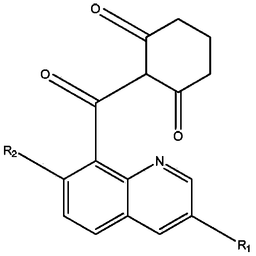 Weeding compositions containing 2-(quinoline-8-yl)carbonyl-cyclohexane-1,3-dione compounds and application of weeding compositions