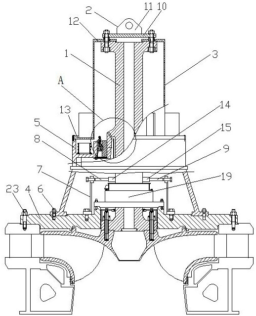 Integral disassembly and assembly method for core cladding of large vertical water pump