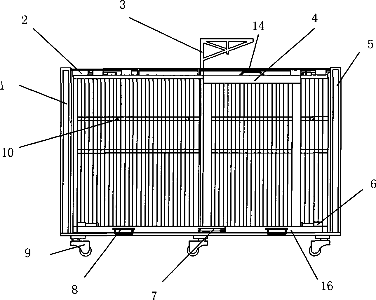 Folding type across cage device for beasts