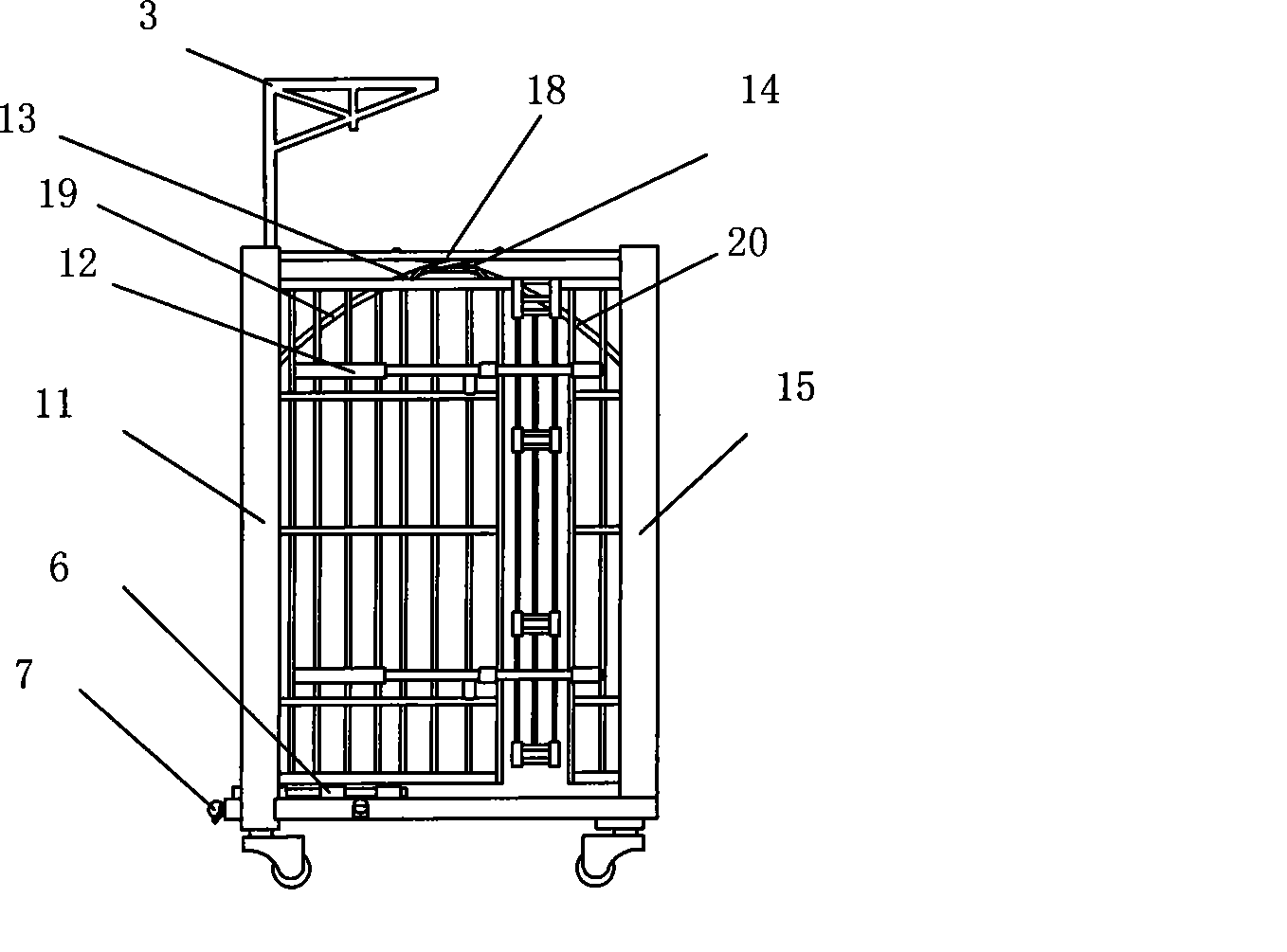 Folding type across cage device for beasts
