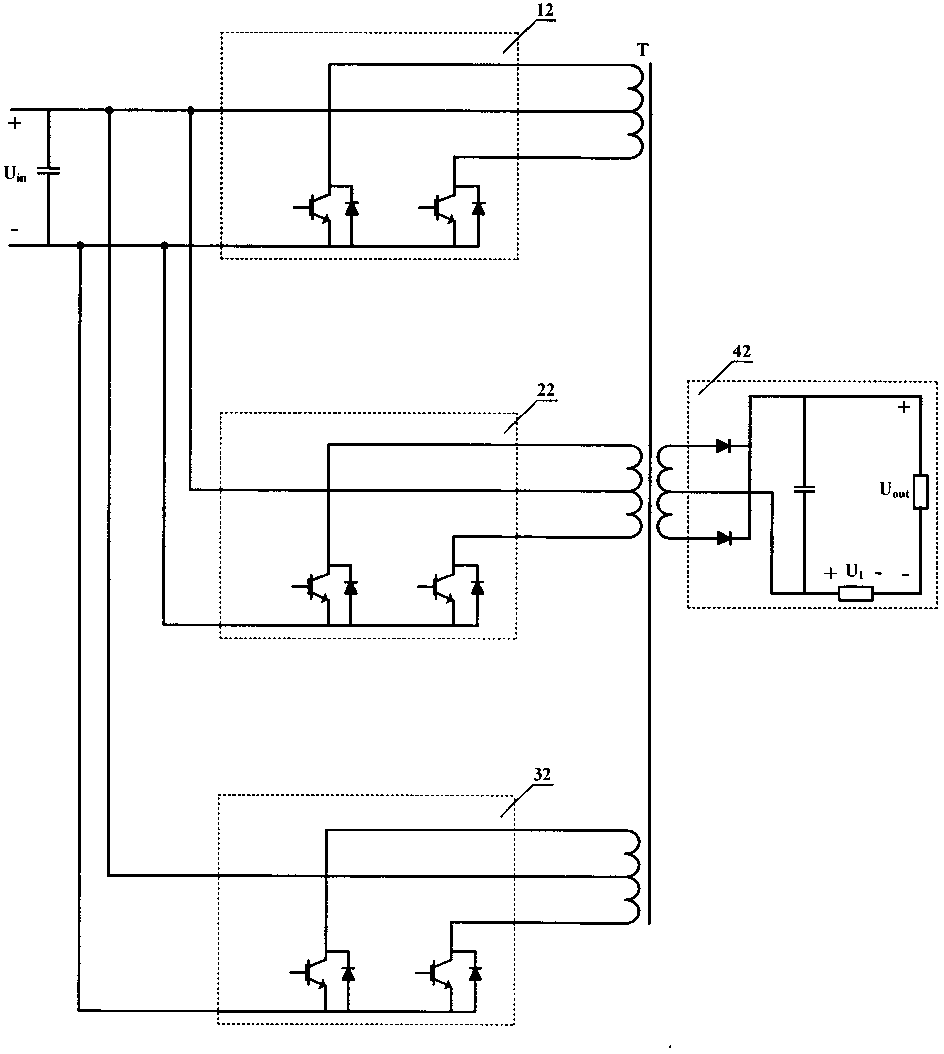 Multi-converter output can be cascaded switching power supply