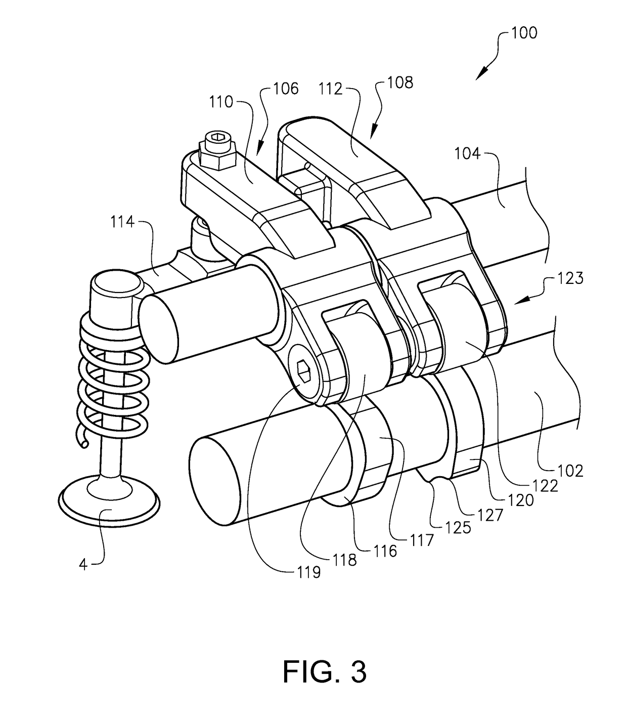 Device for controlling at least one valve in an internal combustion engine