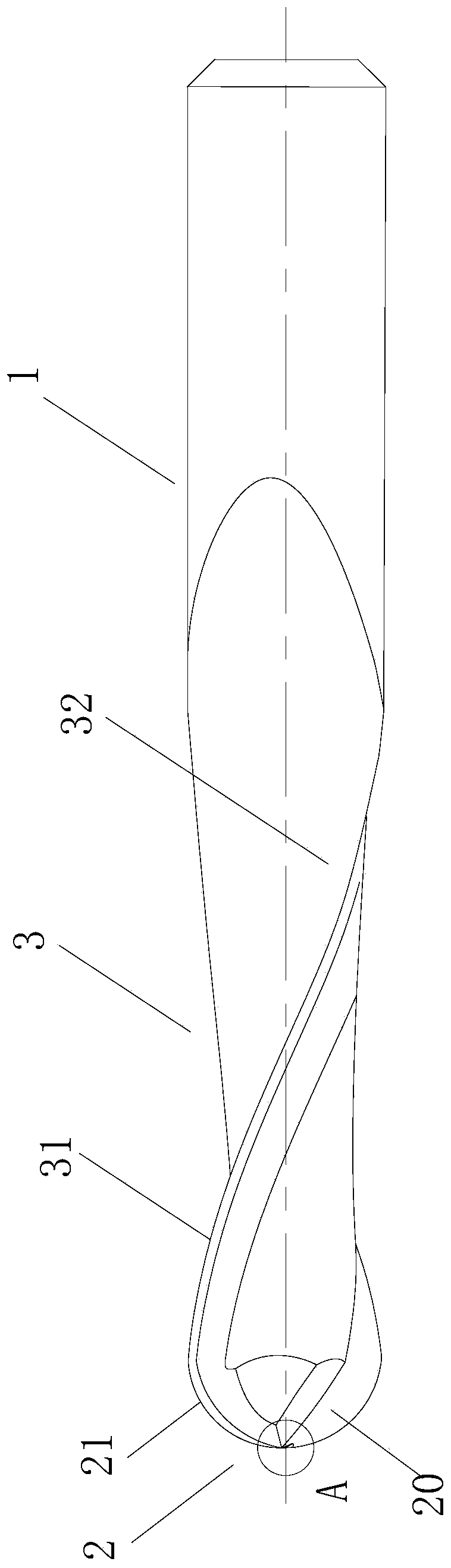 Ball head milling cutter, ball head double-edged milling cutter and processing method