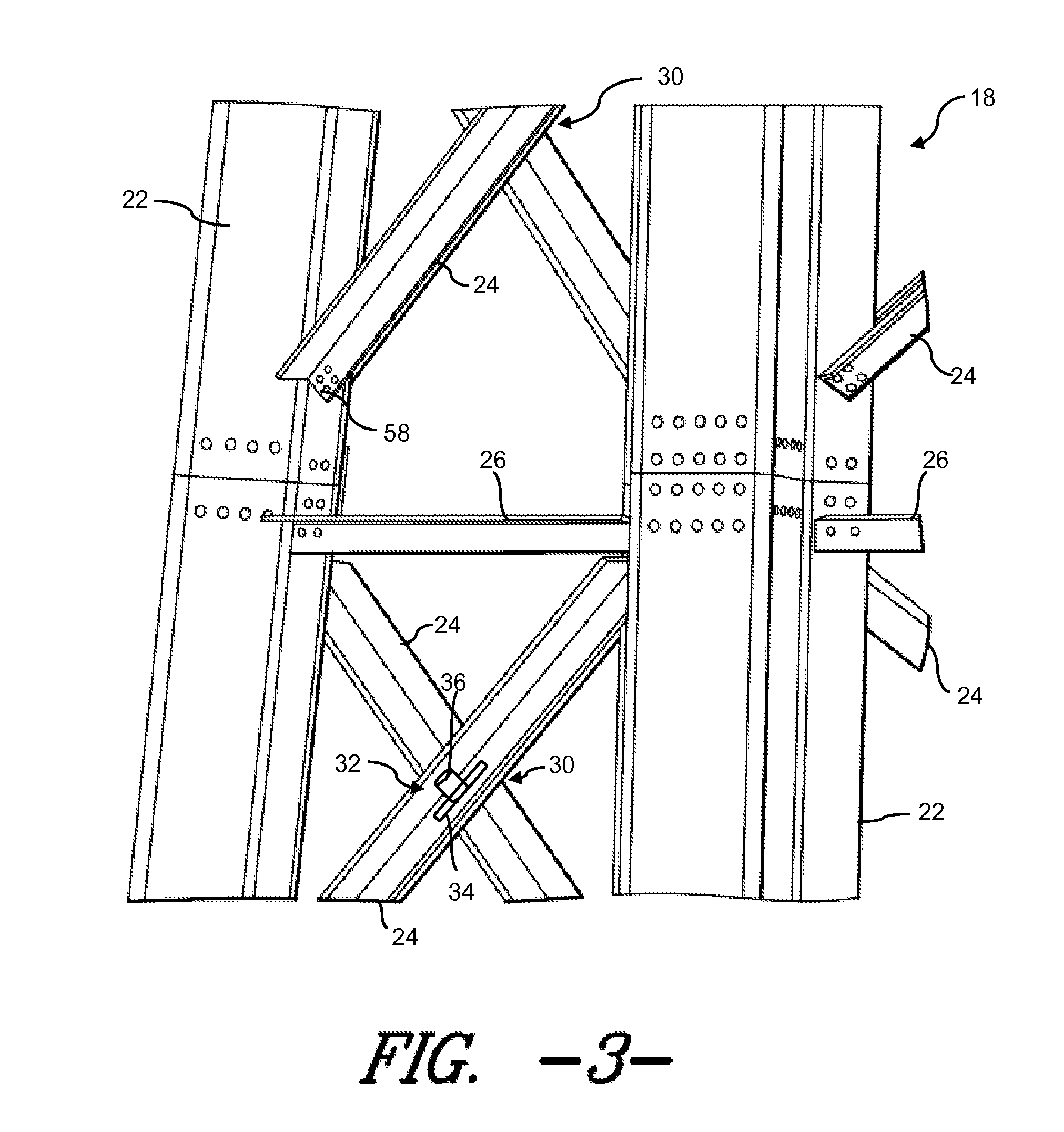 Friction damping bolt connection for a wind tower lattice structure