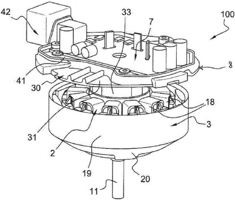 Electric motor, and air blast device and air-conditioning and/or heating ventilation system provided with such a motor