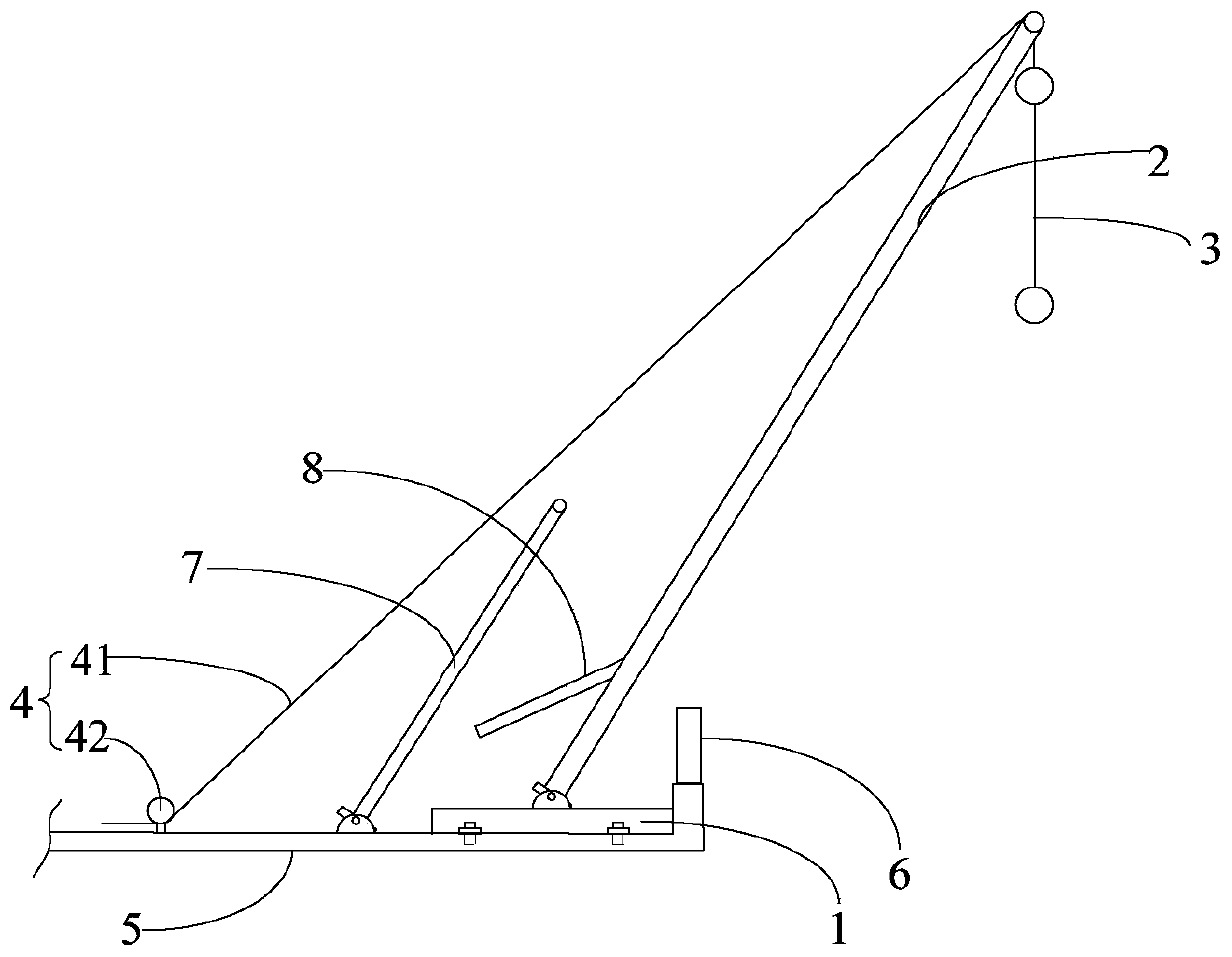Lifting device for detachable portal mast construction and its construction method