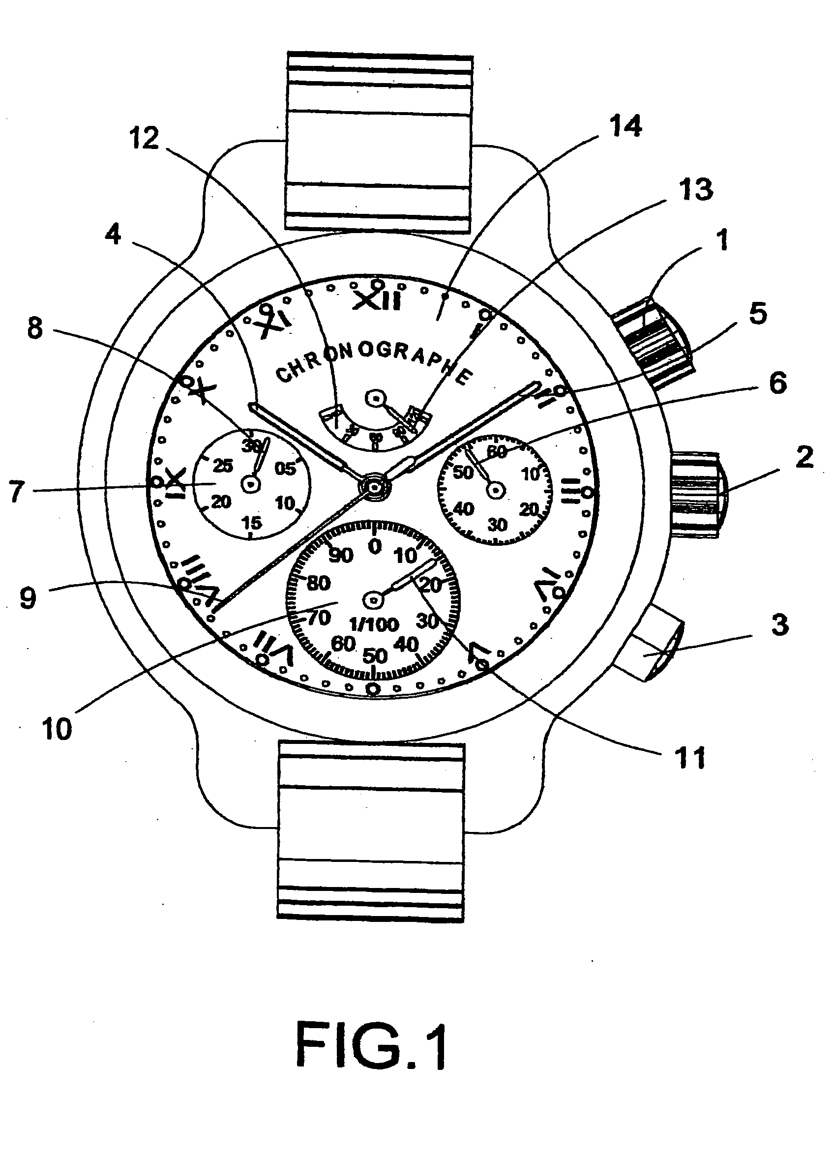 Device comprising a clock movement and a chronograph module