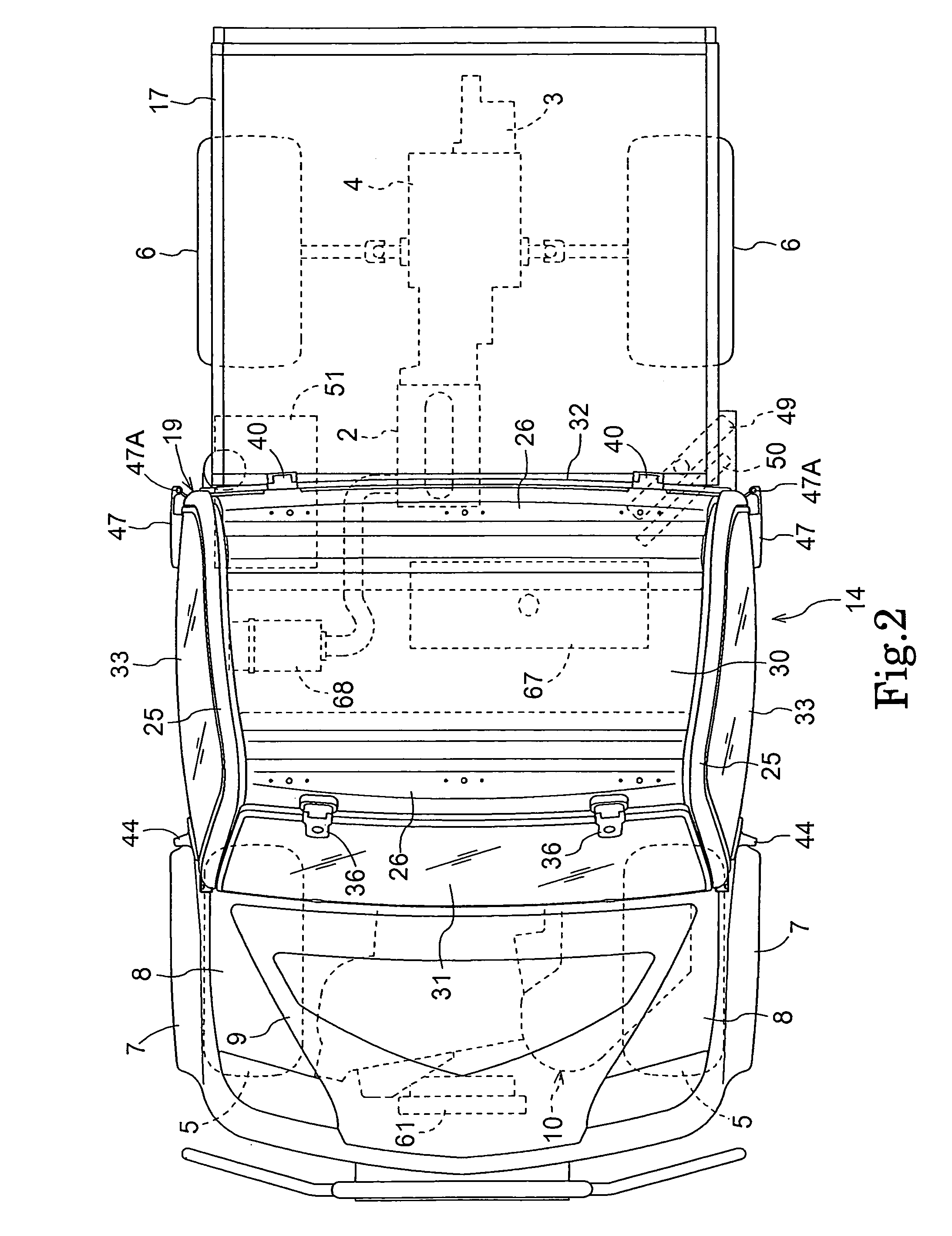 Air conditioning device for work vehicle