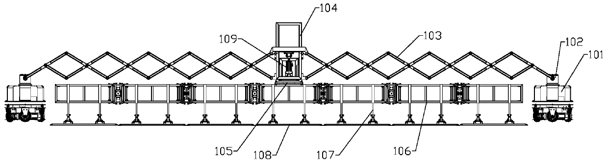 Finely levelling robot with folding type connecting rod