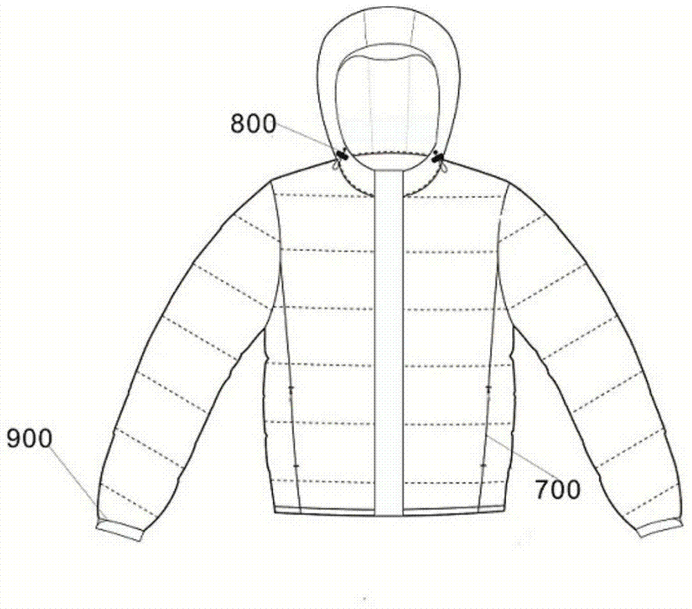 Wind-and-rain-prevention down jacket and manufacturing method of wind-and-rain-prevention down jacket