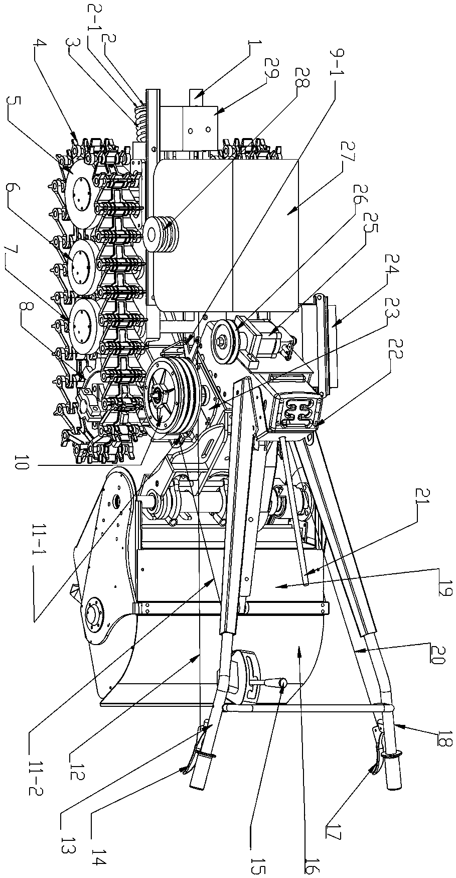 A crawler type rotary tiller