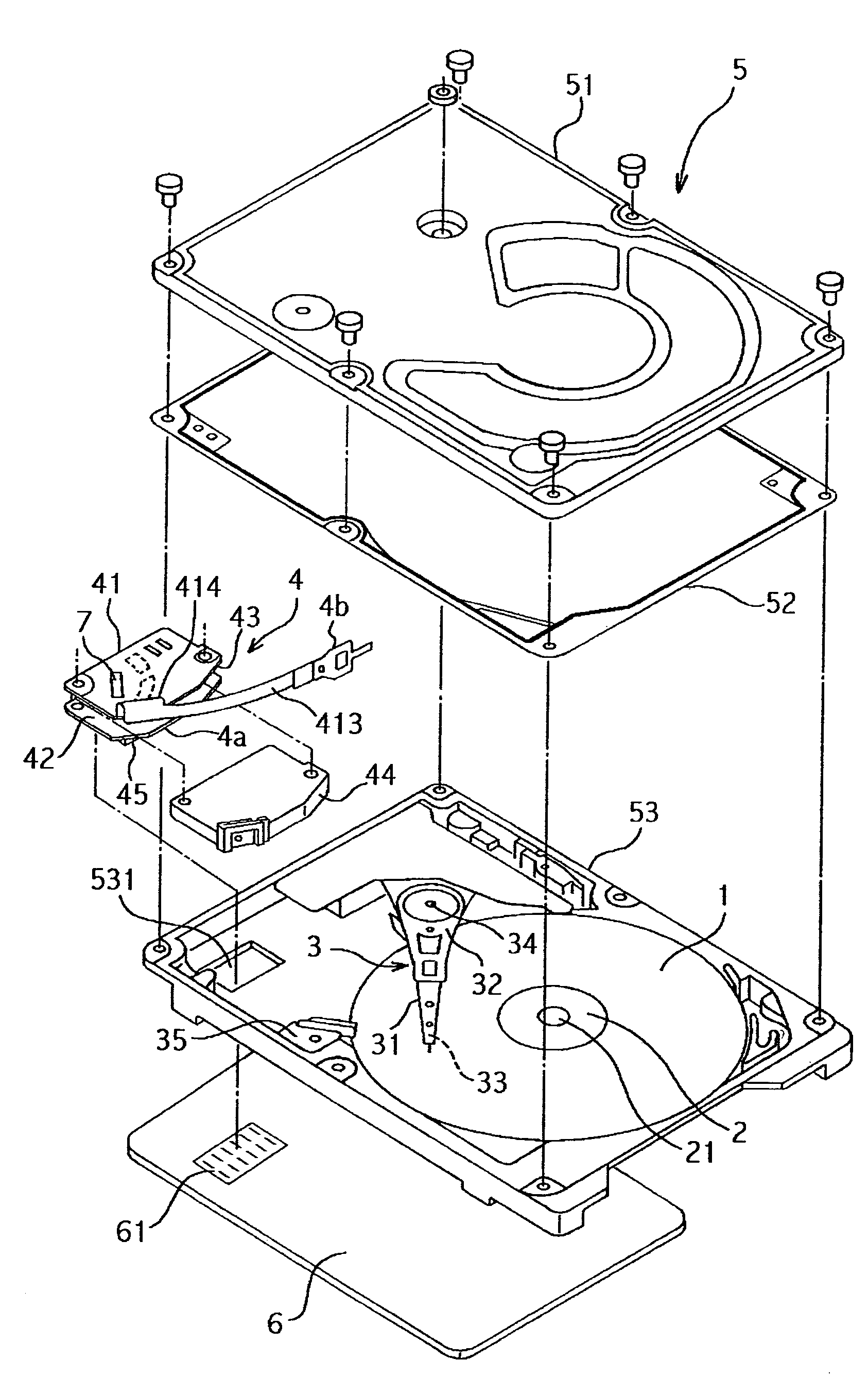 Rotating disk storage device with high rigidity flexible printed circuit board