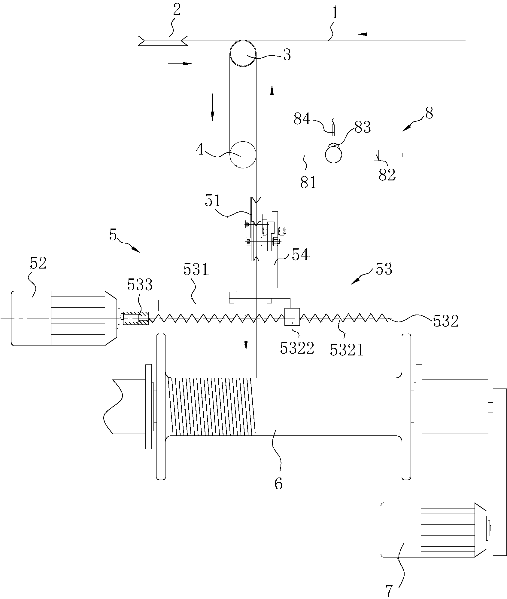 Wire arranging compensation device and wire arranging compensation method of wire cutting all-powerful winding machine
