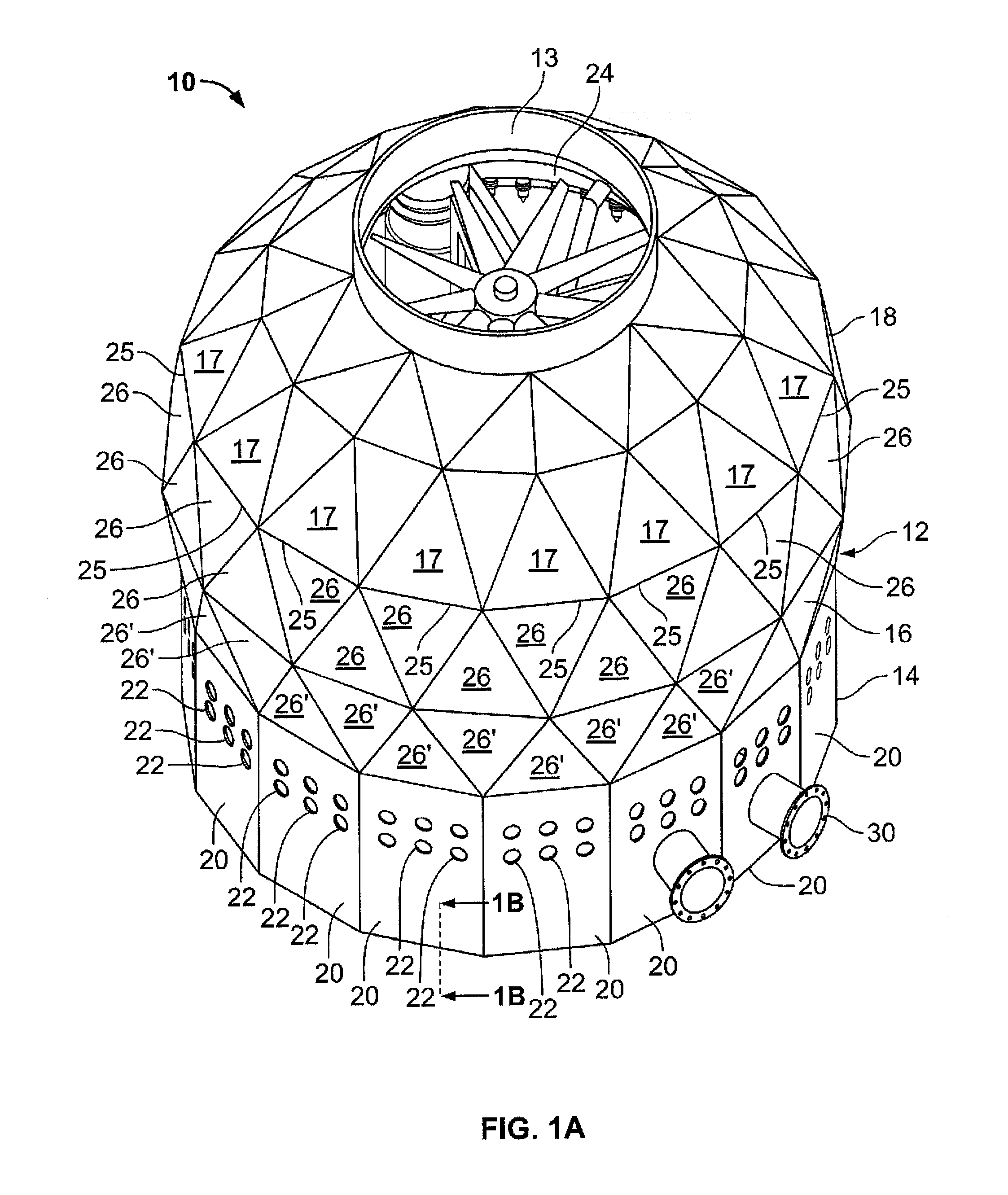 Cooling tower with geodesic shell