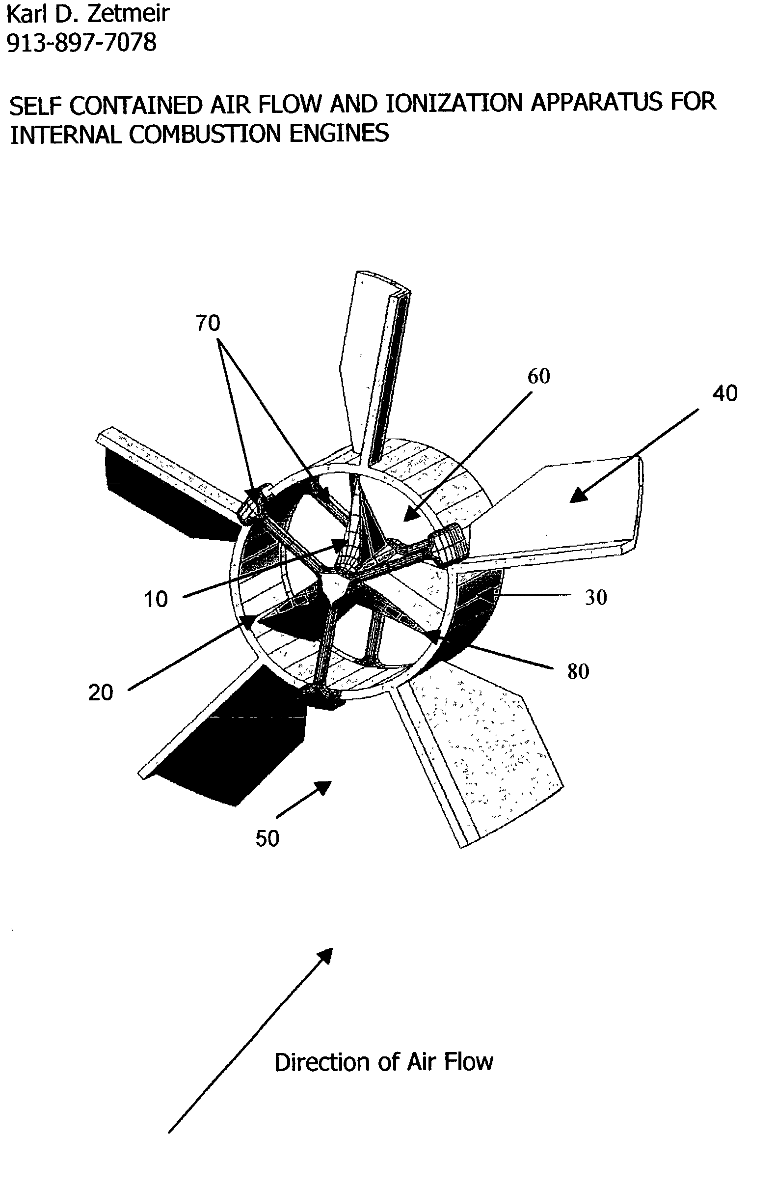 Self contained air flow and ionization method, apparatus and design for internal combustion engines