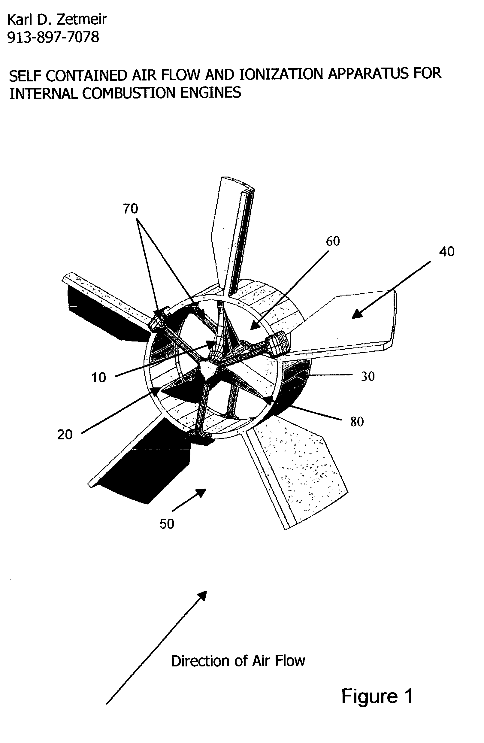 Self contained air flow and ionization method, apparatus and design for internal combustion engines