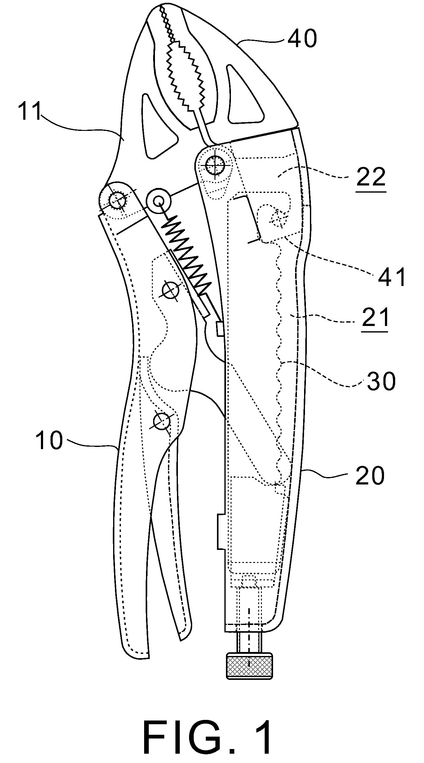 Locking pliers with retractable pivotal movable jaw
