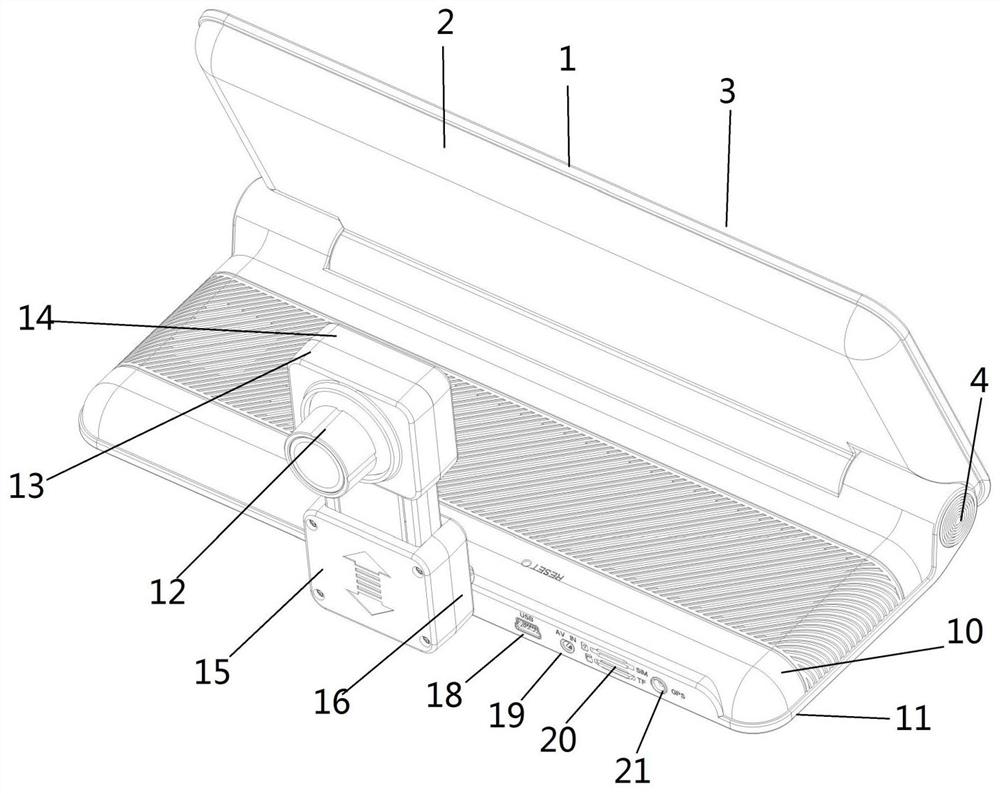 Vehicle-mounted center console equipment with mobile phone screen projection and driving recording functions and implementation method thereof