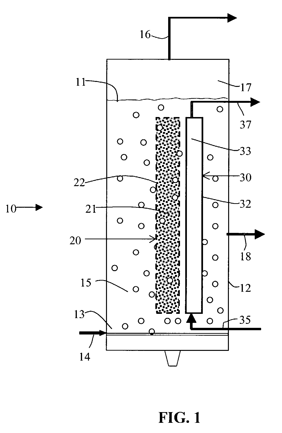 Gas agitated multiphase reactor with stationary catalyst solid phase