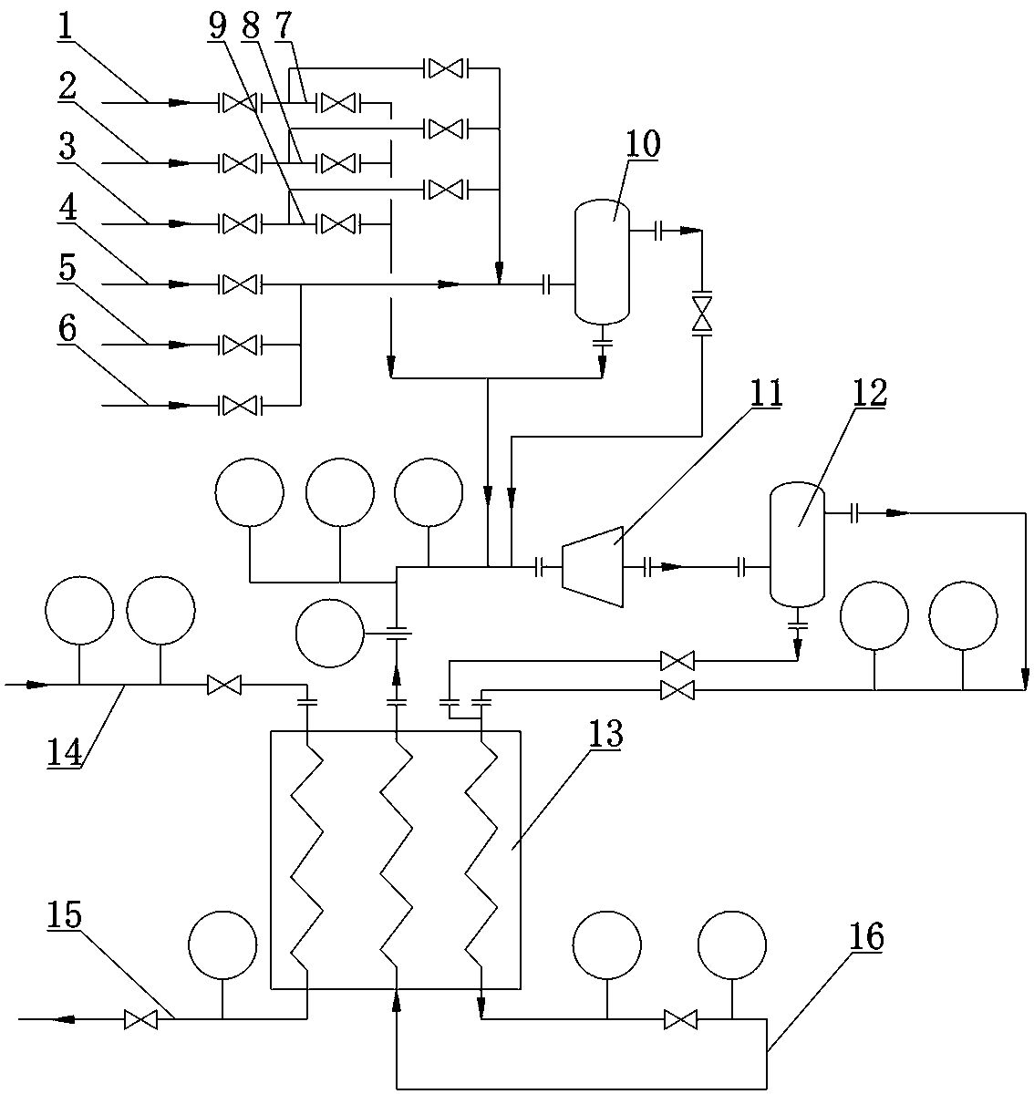 Refrigerant-mixing natural gas liquefaction device and technology thereof