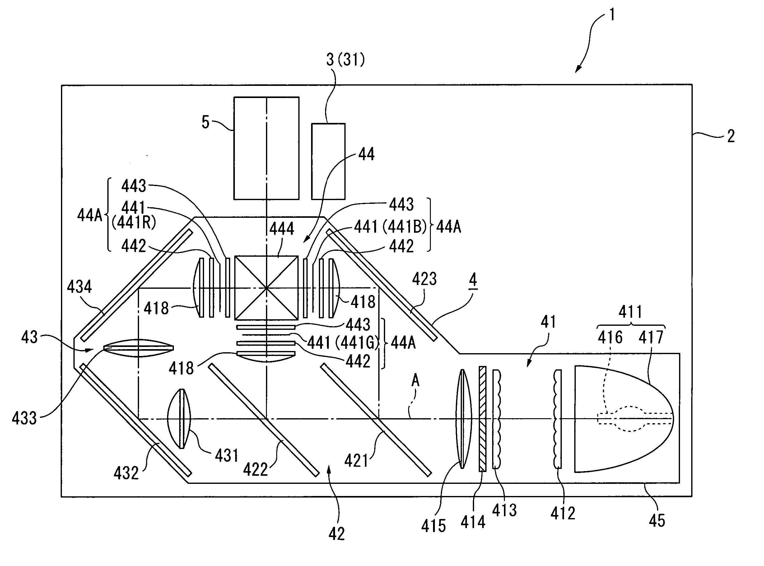 Optical device and projector