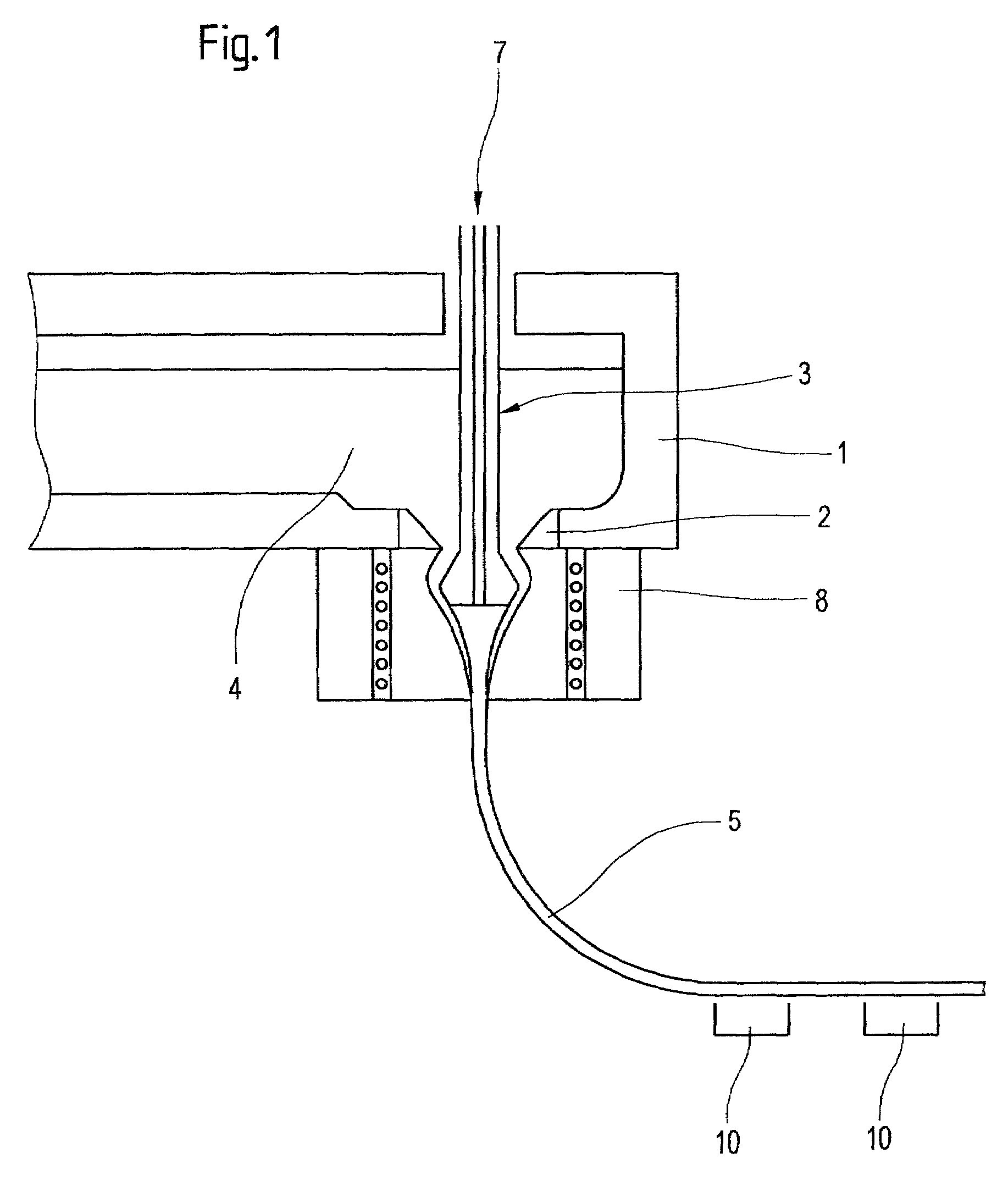 Device for supporting a horizontal guided glass strand