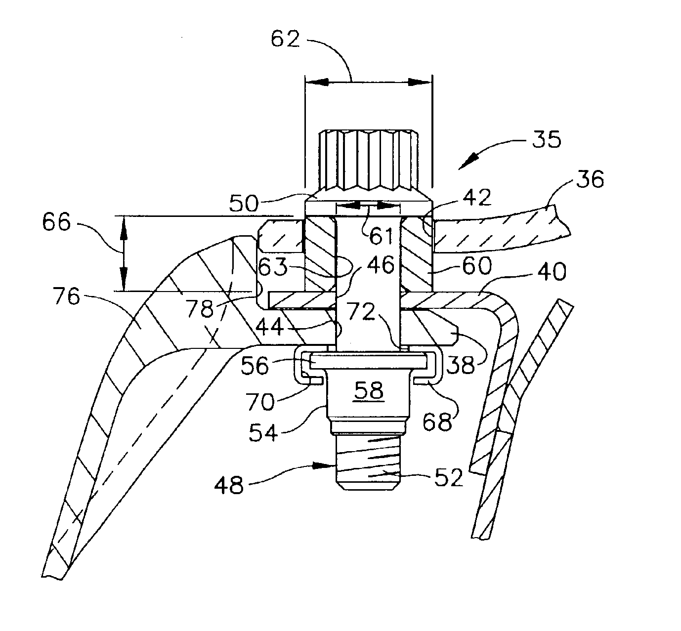 Mounting assembly for the forward end of a ceramic matrix composite liner in a gas turbine engine combustor