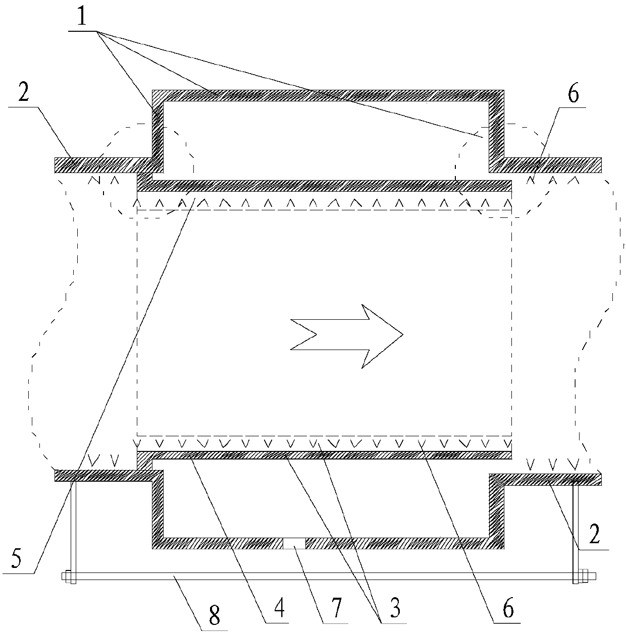 Connecting structure for SO2 flue gas pipelines and expansion joint