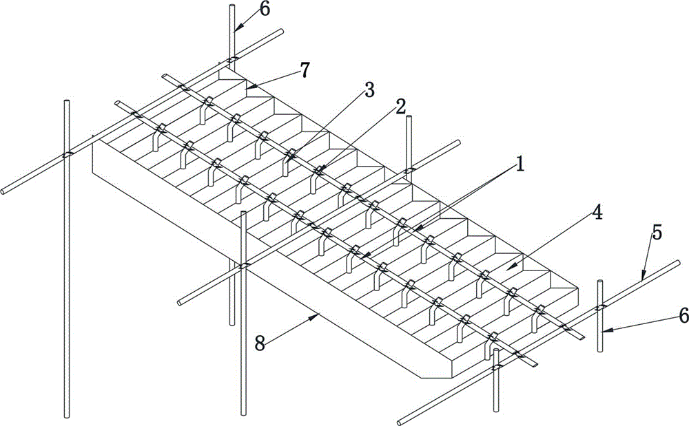 A kind of cast-in-place stair formwork reinforcement structure