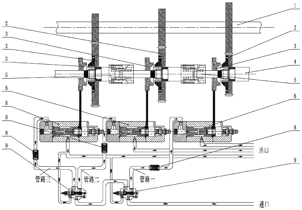 A hydraulic automatic flow-selection transmission system