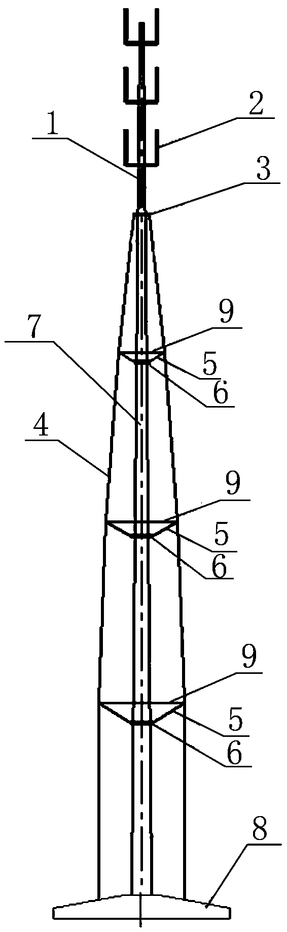 Prestressing-force communication tower structure and construction method thereof