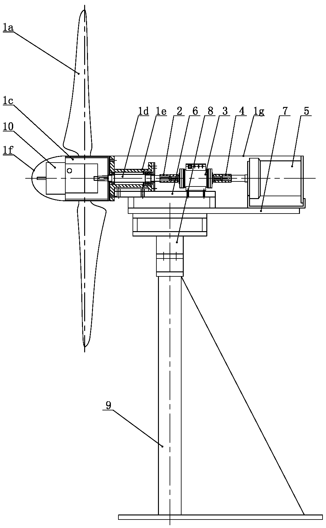 Small-power wind turbine aerodynamic characteristic measuring device suitable for wind tunnel test