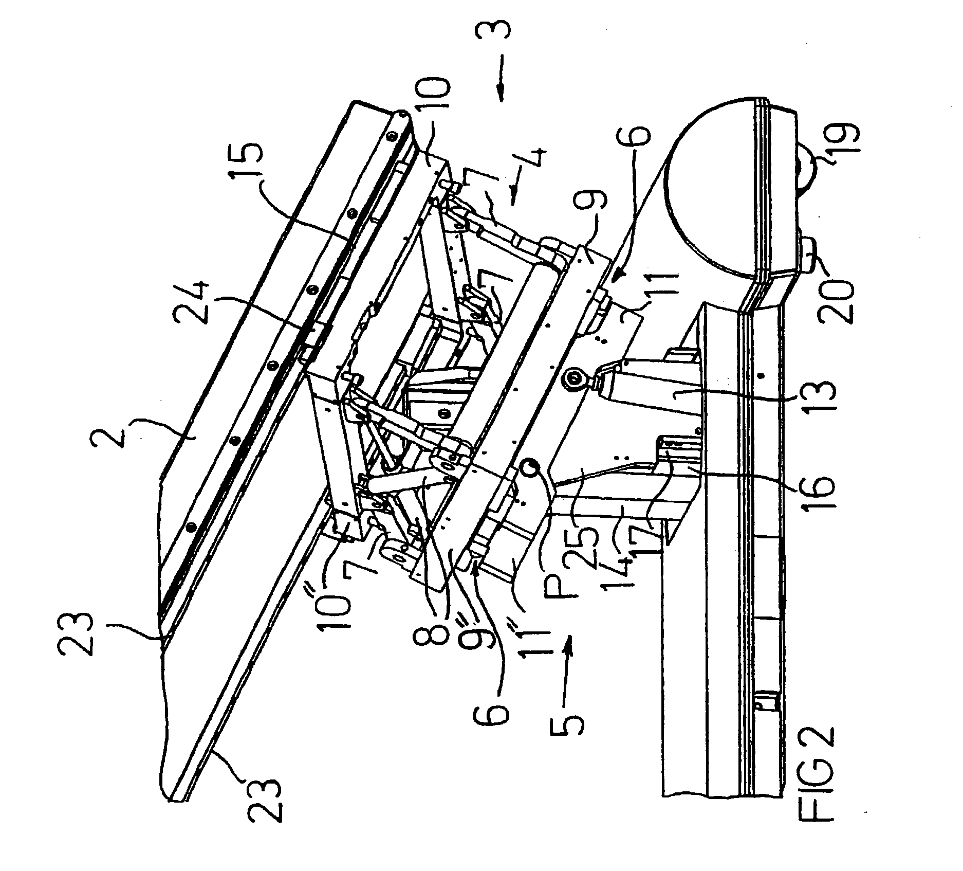 Surgical table with displacement arrangement