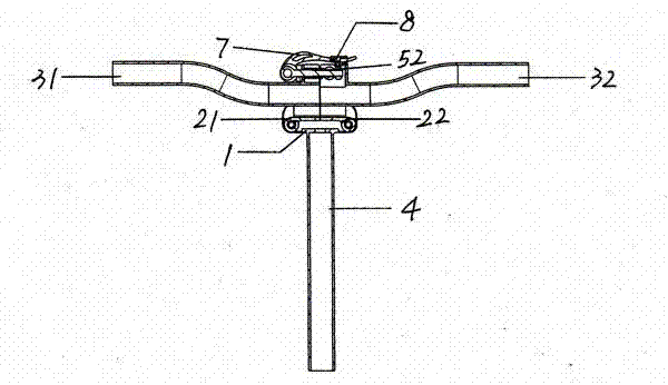 Trapezoidal-meshing quick-release halving foldable handlebar