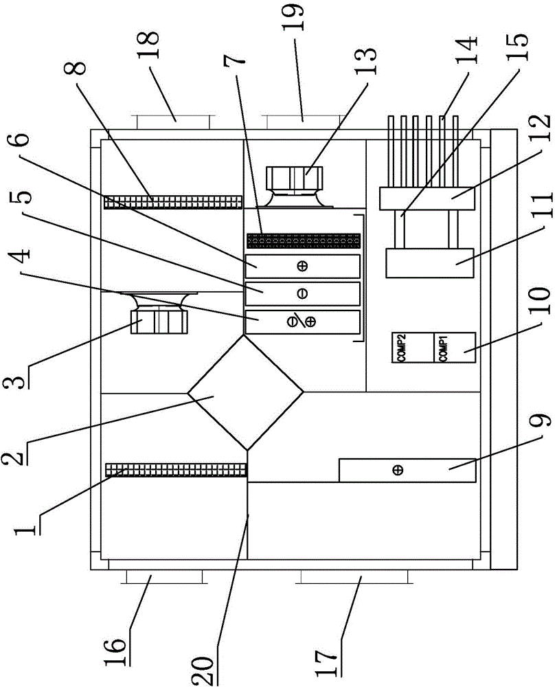 Fresh air treatment device with secondary heat recovery function