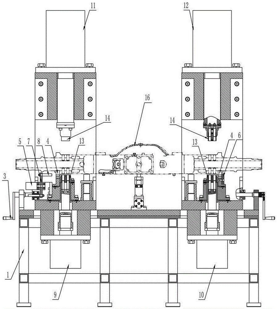Central axle housing and semi-axial casing pipe assembly positioning pin pressing machine