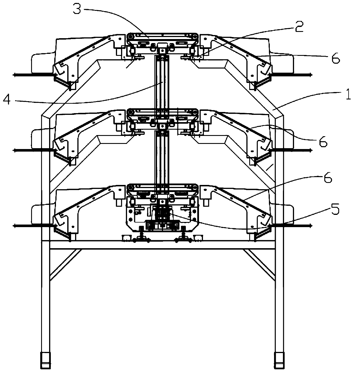 Multi-track sorting trolley conveying mechanism
